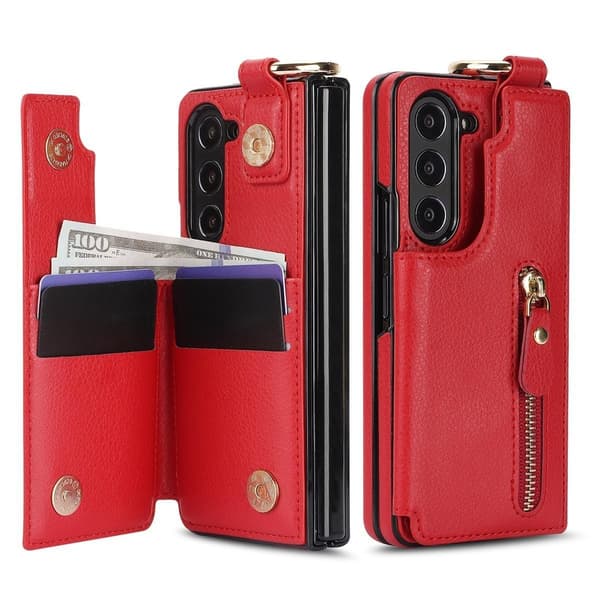 (Til Samsung Galaxy Z Fold 7) Holdbart telefoncover med ringgreb rød