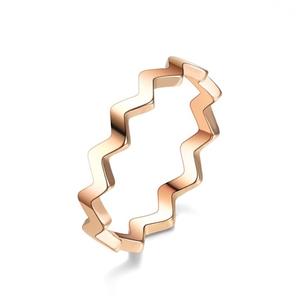 Arc Wave Shape Special Ring - Tyylikäs Pinky-sormus naisille d 2mm leikattua aaltoilevaa ruusukulta Nro 7