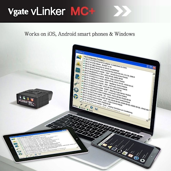 VLinker MC+ BLE 4.0 Bilscanningværktøj til Android og Apple som på billedet