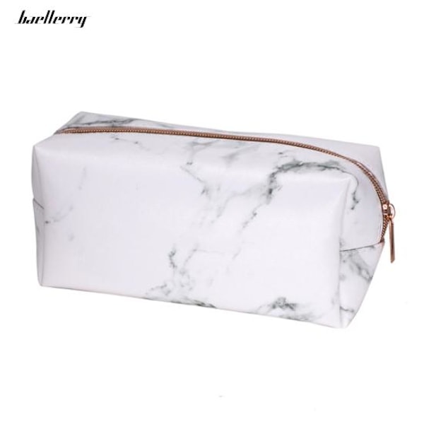 Fashion Håndtaske Mønt Etui Marmor Grain Bag Zip Faux Rejse Kosmetik rose guld