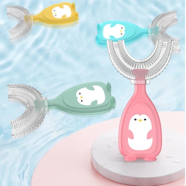 u formad tandborste för barn med extra borsthuvud rosa Små