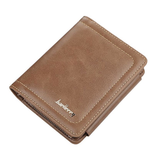 Baellerry Pu Läder Män Kort Plånböcker Trifold Coin Purse Busine Brun