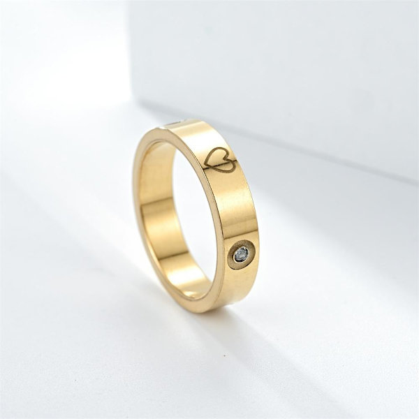 Love Heart Diamond Parring - Henkilökohtaiset Pinky-sormukset hänelle ja hänelle 5mm teräsmaali Nro 5