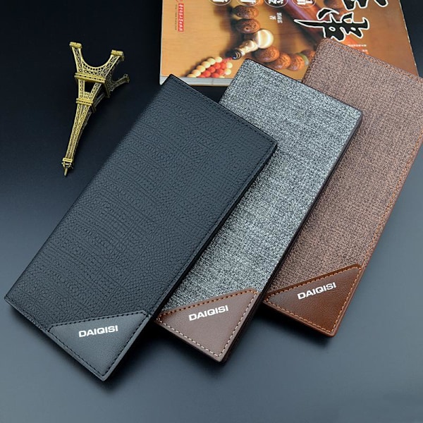 Baellerry PU läder långa plånböcker Business Mens korthållare mo Grå färg 18.5cm*9cm*1.8cm
