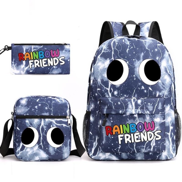 Rainbow Friends -reppu penaalilaukku Olkahihnalaukkupakkaus (3 kpl) vilkkuva sininen 2