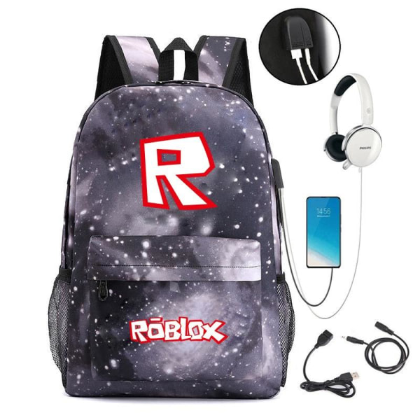 roblox rygsæk børn rygsække rygsæk med USB stik 1 stk stjernegrå usb 5