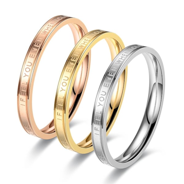 Forever Entwined -pari-sormus - Mukautettava \"I FEEL YOU\" -rakkaus 4mm kultaa Nro 5