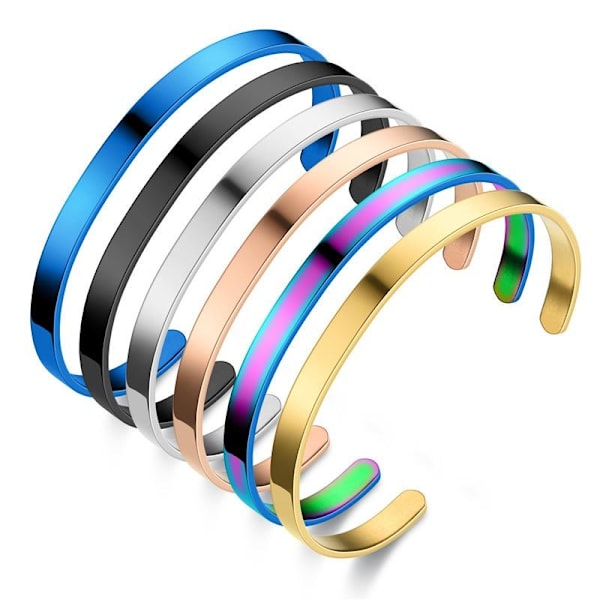 Titanstål C-formad vanligt bandurarmband med justerbar stängning 4mm färg utan text