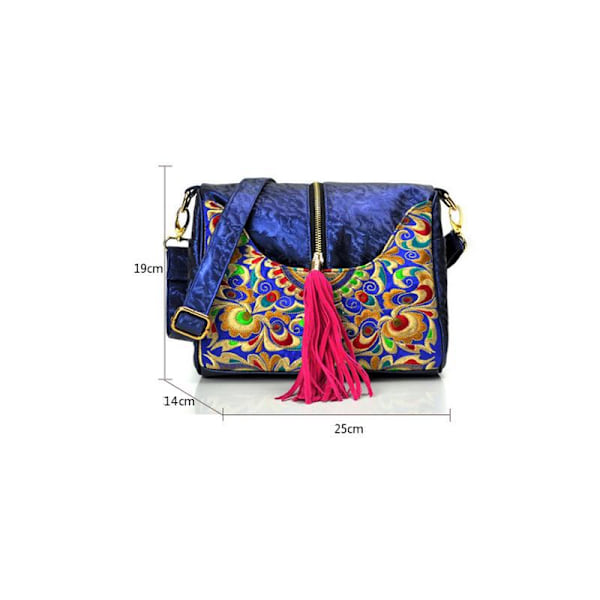 PU läderbroderi Crossbody väska Mode Casual broderi väska etnisk Som på bilden 1