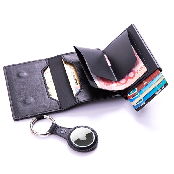 airtag plånbok wallet korthållare kort RFID svart