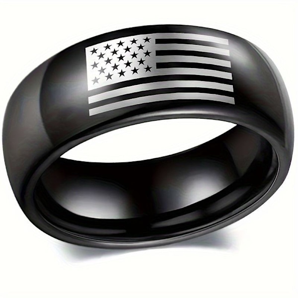 Kinesisk Nasjonalflagg Ring - symbolsk patriotisme smykke for k 8mm stålfarget sløyfe amerikansk nr. 7