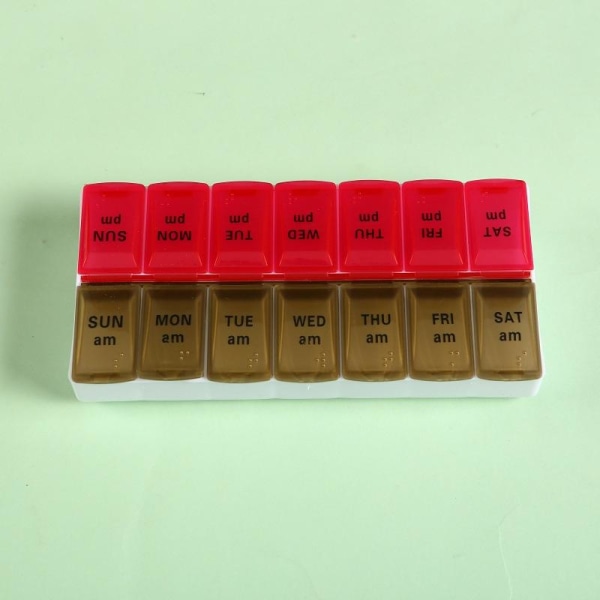 dosette pillerask medicin ask piller dosett 14 fack röd