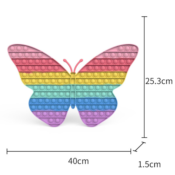 big/mega/stor fidget toys pop it leksak regnbåge fjäril 40cm