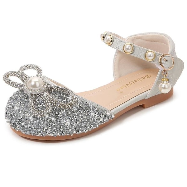 elsa prinsesse sko barn pige med pailletter sølv farvet 17,5 cm / størrelse 26