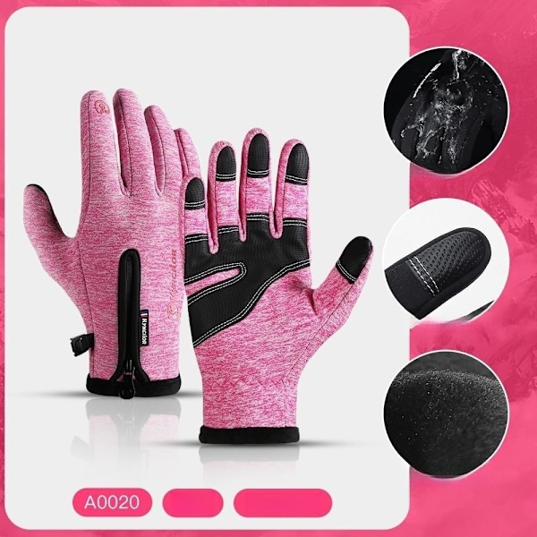 vinter handskar touchvantar vattentäta mc handskar A0020 rosa XL