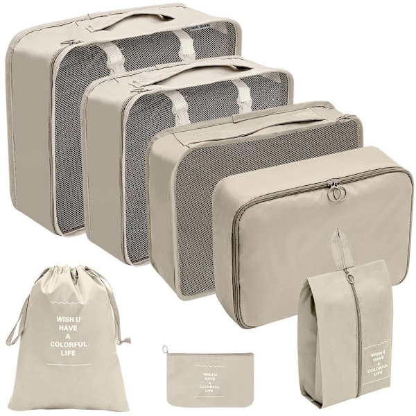 insatser till resväskor resväska organizer 7 delar beige