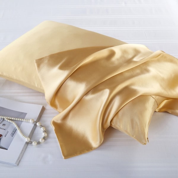Genuine Silk Satin Silk Korkealaatuinen tyynyliina 1 kpl keltainen kirjekuorityyli 50*66