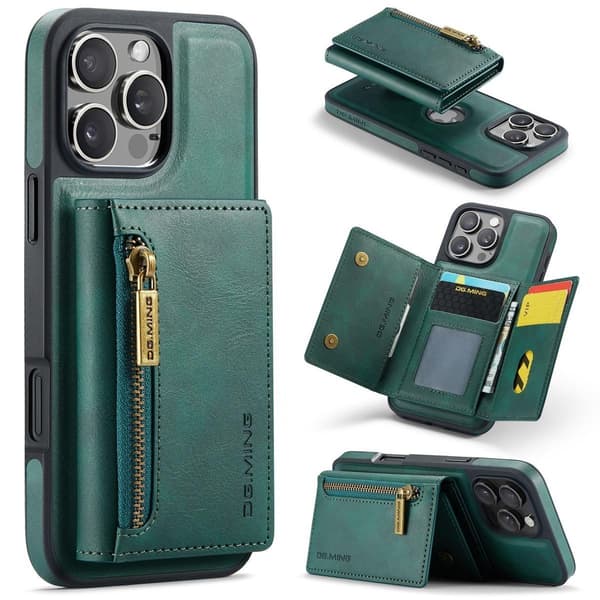 (Til iPhone 16 Plus) DG.MING M5 Series magnetisk pung-etui grøn