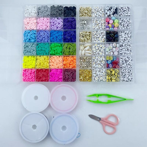 Runde polymer lerperler DIY flade lerperler sæt til smykkefremstilling som billedet viser