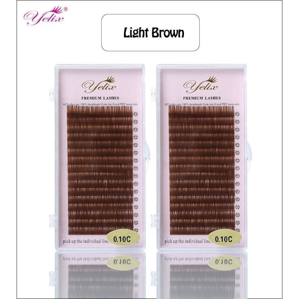 Eleganta Yelix Premium Fransar/fransförlängning/lashes Pack 0.07CC 10-13 Mörkbrun