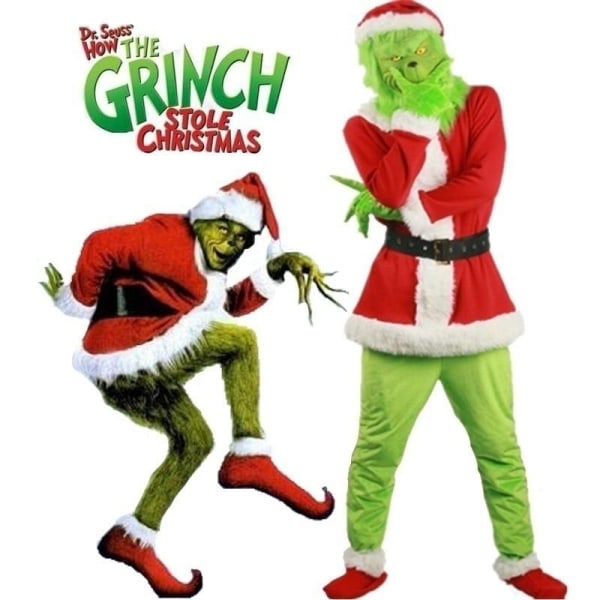 Julefest cosplay grinchen kostume maske børn/voksne 140 cm