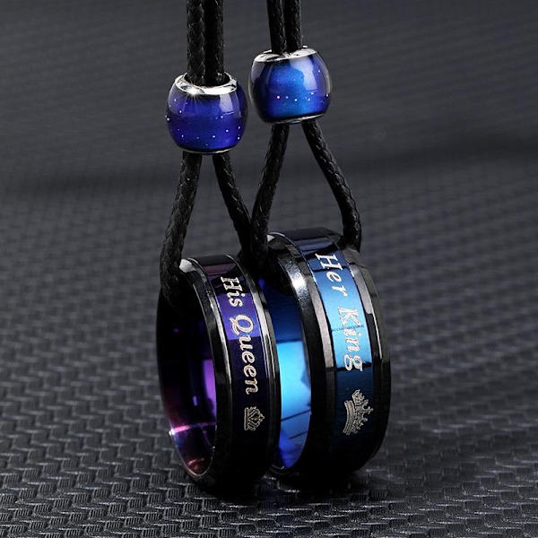 Colour-Change Par Ring Halsband: Glödande blå &amp; lila virvelp blå kant kung