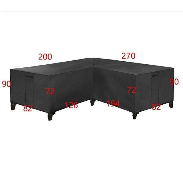 möbelskydd överdrag skydd till utemöbler hörnsoffa med vattentät silverfärgad 320*320*80cm