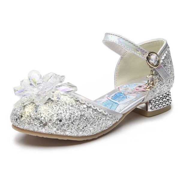 elsa prinsessa barn skor med paljetter silverfärgad 19cm / size29