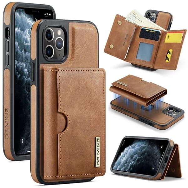 (Til iPhone 14 Pro) DG.MING M6 Serien Magnetisk Pung Etui: brun