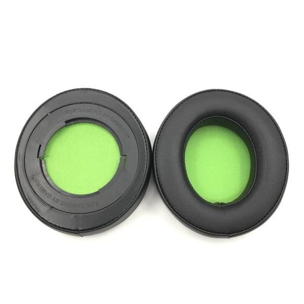 ørepuder / hovedbøjlepuder til Razer Kraken Pro V2 7.1 oval sort/grøn proteinlæder