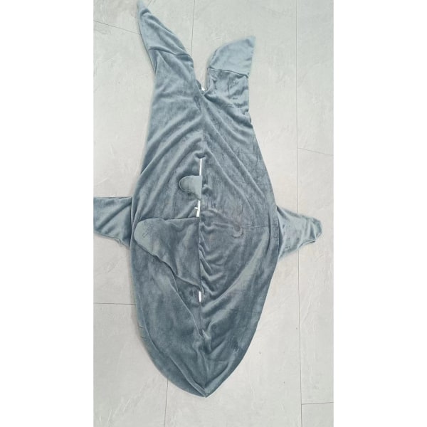 Haj filt pyjamas Shark Blanket Hoodie Vuxen Shark Adult Bärbarfi Grå XXL (200*90cm)