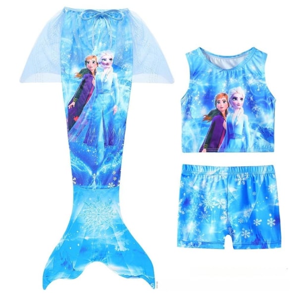 badedragt med nederdel havfruehale badedragt pige blå 100