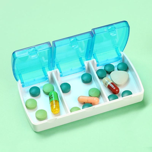 medicinbox / dosett / dosering piller dosa medicin burk 3 fack grön
