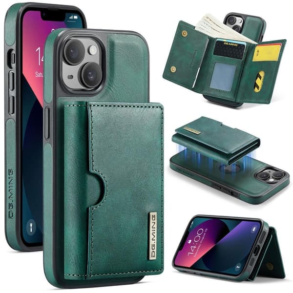 (Til iPhone 16 Pro) DG.MING M6 Serien Magnetisk Pung Etui: grøn