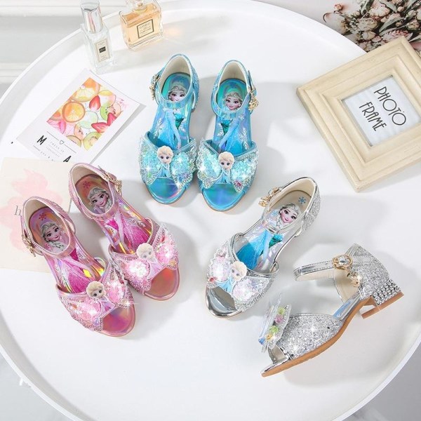 elsa prinsess skor barn flicka med paljetter silverfärgad 20.5cm / size33