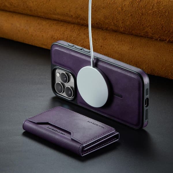 (For iPhone 14 Plus) MAGKING K2 MagSafe telefondeksel og kortfi kaffe