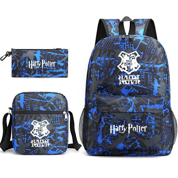 harry potter reppu lasten penaali olkalaukkupakkaus (3 kpl) musta/sininen 2