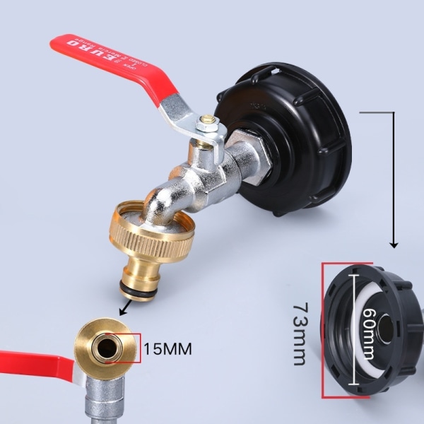 ibc tankadapter ibc koppling ibc anslutnings ibc tank adapter S60*6 till 1/2 legering plast nippel