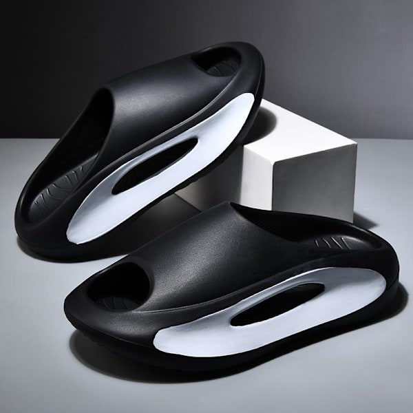 mjuka tofflor slider sandaler skor herr dam massagetofflor svart/vit 40/41