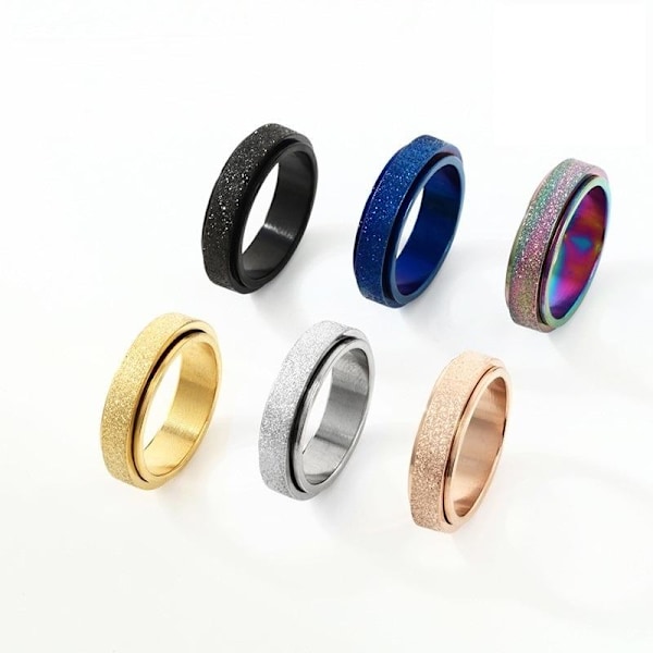 antistress spinner pyörivä fidget ring rings musta Størrelse 9 / 19 mm