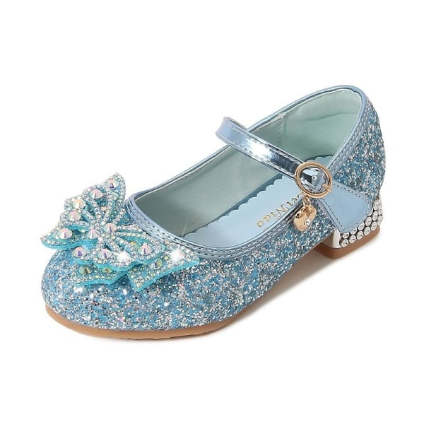 elsa prinsesse sko barn pige med pailletter blå 17 cm / størrelse 26