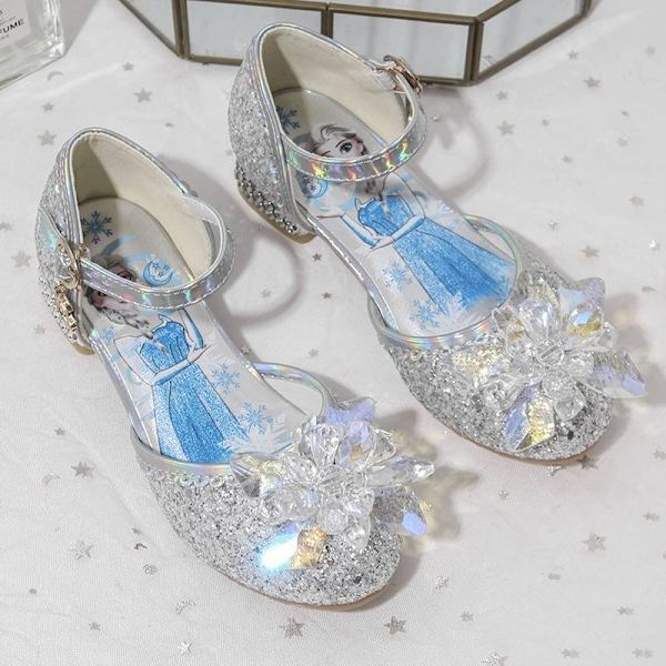 elsa prinsessa barn skor med paljetter silverfärgad 17cm / size25