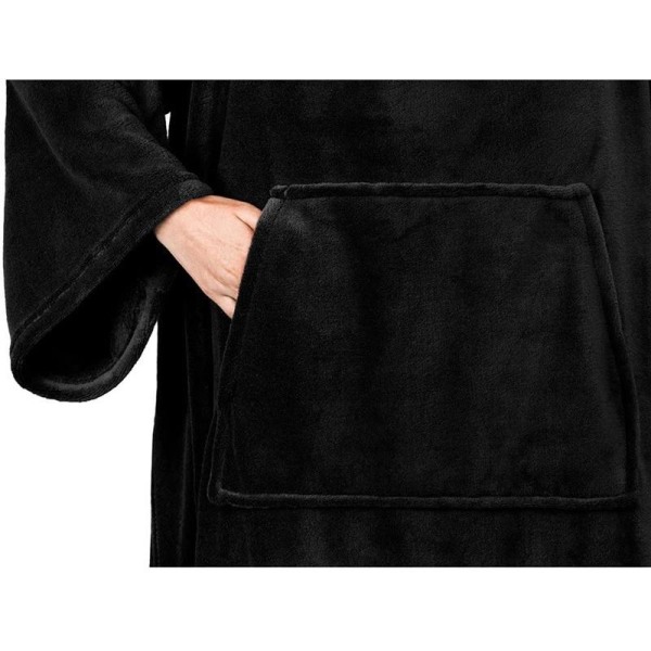 Bærbart tæppe med ærmer fleece tæppe vinter varmt fleece tæppe med kar sort velcrostrop 150*180