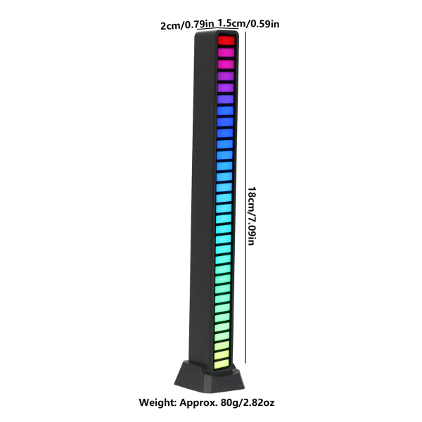 RGB lyslist med stemmestyring, omgivelseslys, musikkatmosfærelampe, USB for bil, hjem, studio, svart