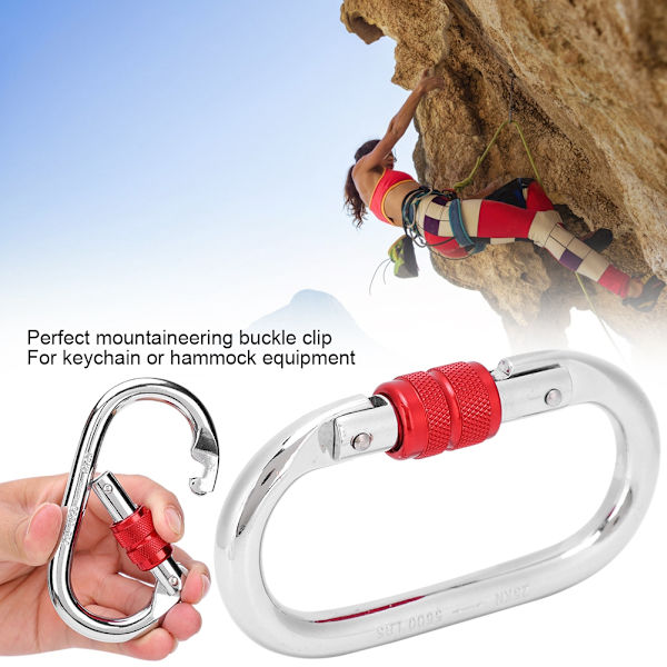 2PCS 25KN Krombelagd Bergsklättring O Säkerhetskrok Utomhus Klippklättring Karabinhake Spänne