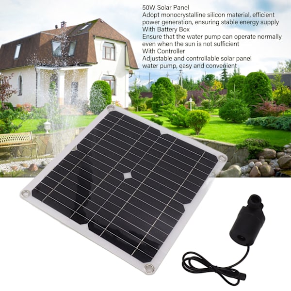 Aurinkopaneelinen vesipumppu 50W aurinkopaneeli 22W vesisuihkupumppu akkukotelolla Ajastinohjain DC12V