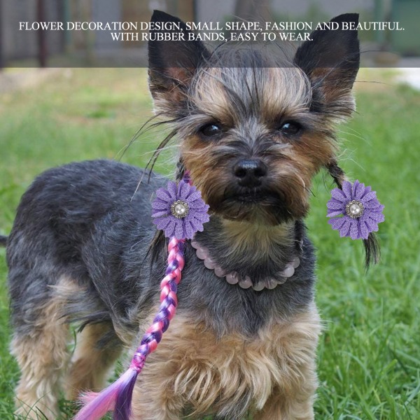 25 st/lot Söta husdjur hund katt hår rosetter blommor grooming rosetter med gummiband för husdjur
