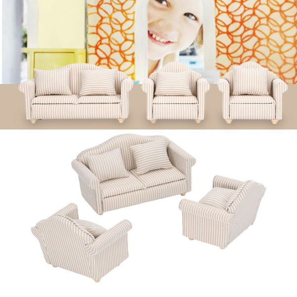 1:12 Skala Dukkehus Sofa Håndlavet Høj Simulation Miniature Sofa til Dukkehus Tilbehør