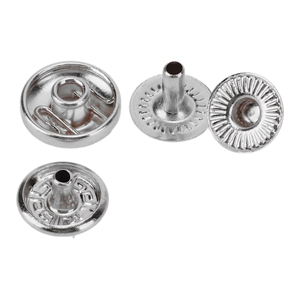 200 set tryckknappar kit 8mm stark koppar utsökt lyster allmänt använda läderknappar för kläder väskor läder silver