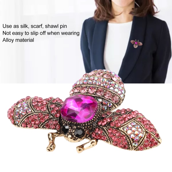 Brosche Smykker Retro Bi Form Legering Attraktiv Dekorative Rhinestones Pin Ornament til Frakke Dragt Rose Rød